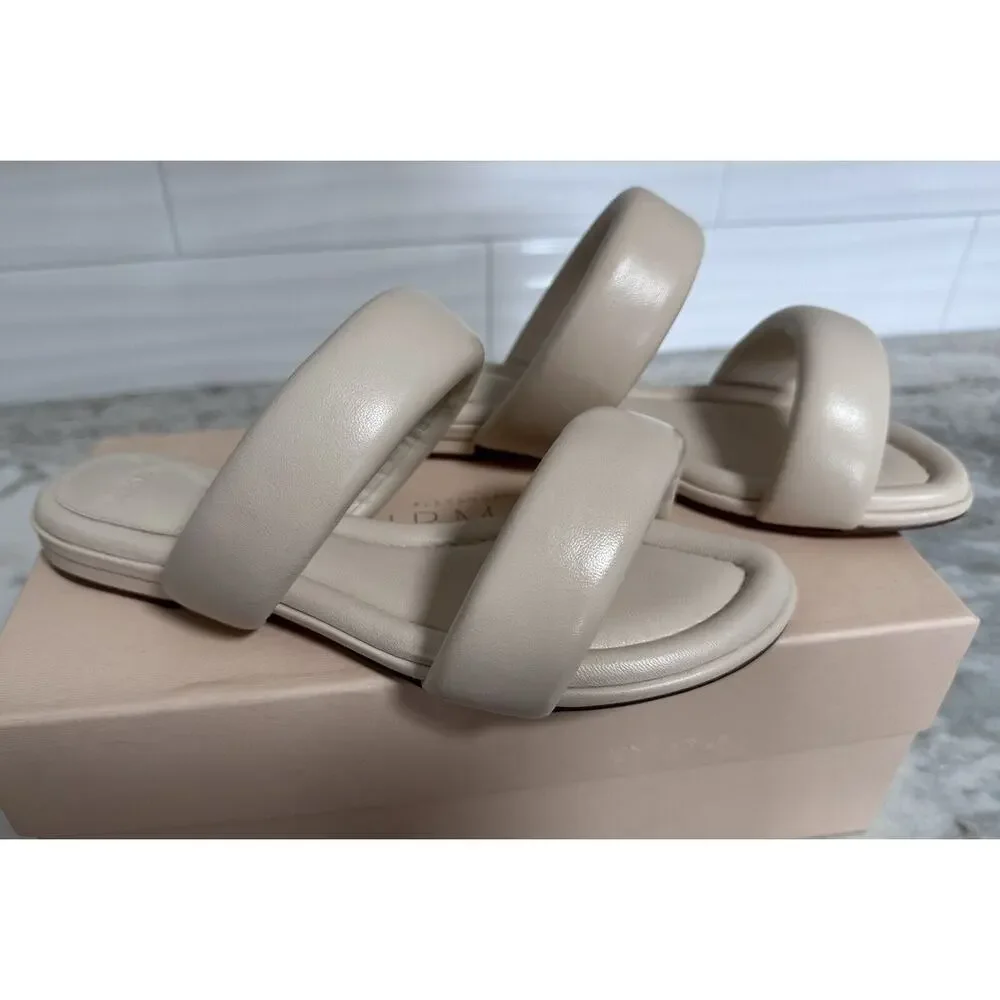 Alexandre Birman Lilla Nappa Leather Flat Slide On Sandals Size 38